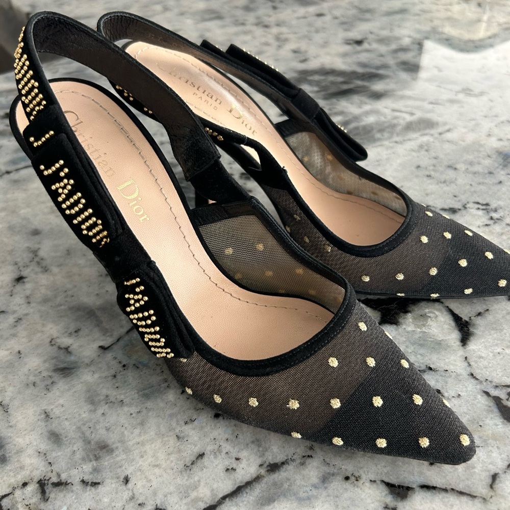 Dior Black and Gold Heels with Elegant Design